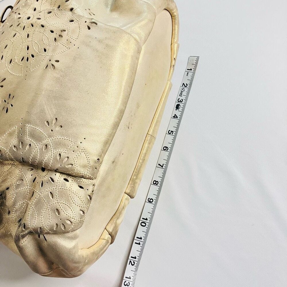 COACH 19624 Madison Tossed Laser Lindsay Leather Satchel Gold - Picture 9 of 15